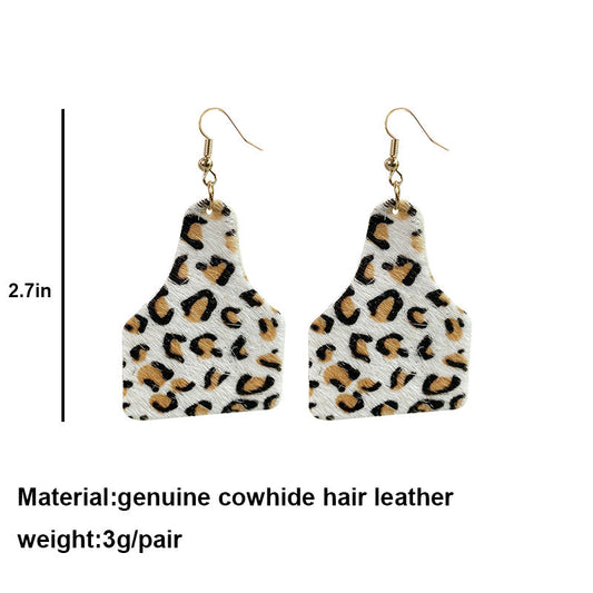 *RTS* Cow Tag Leather Earrings