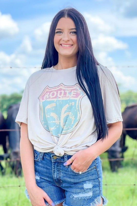 Route 66 Distressed Road Sign Tee
