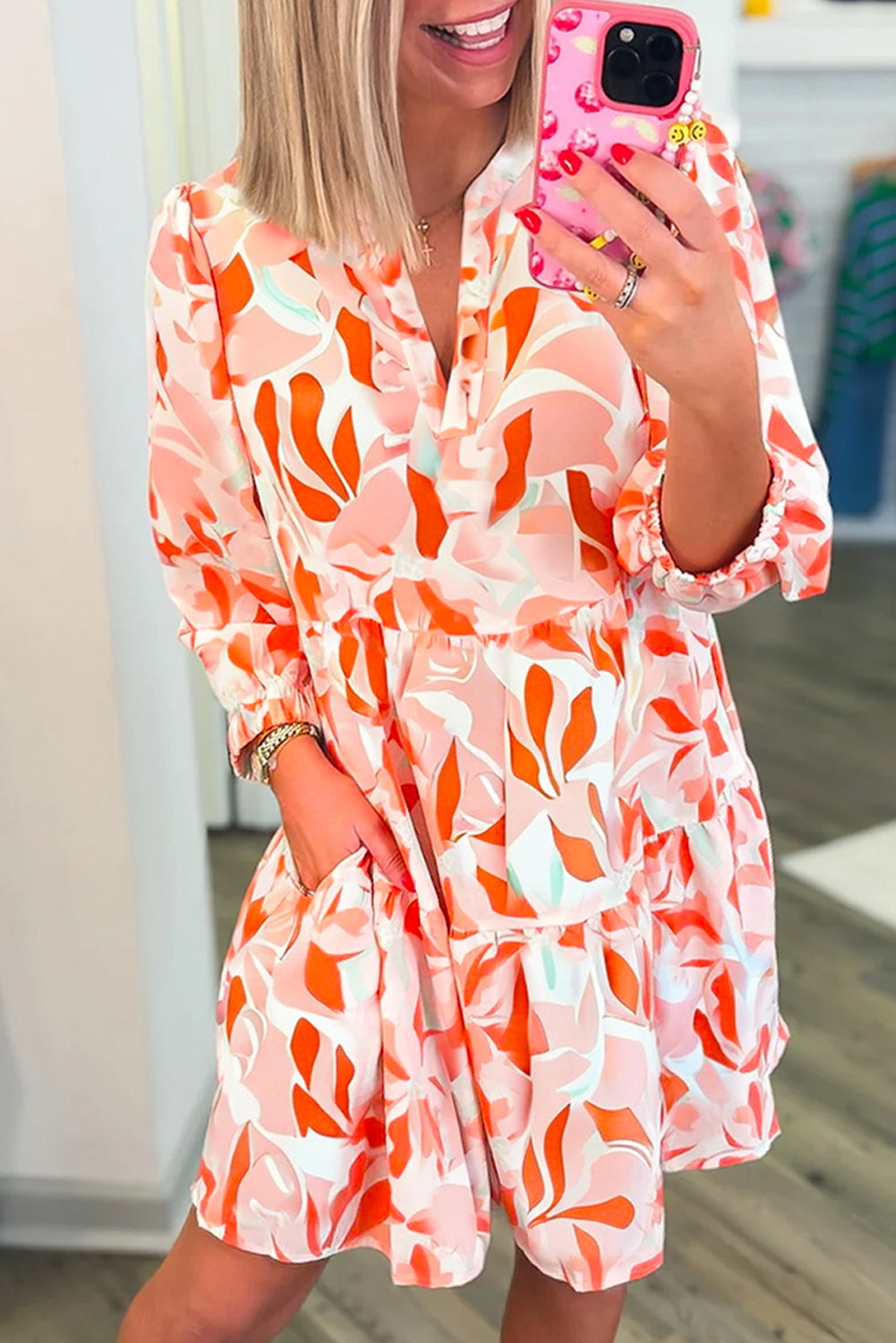 Orange Abstract Dress RTS