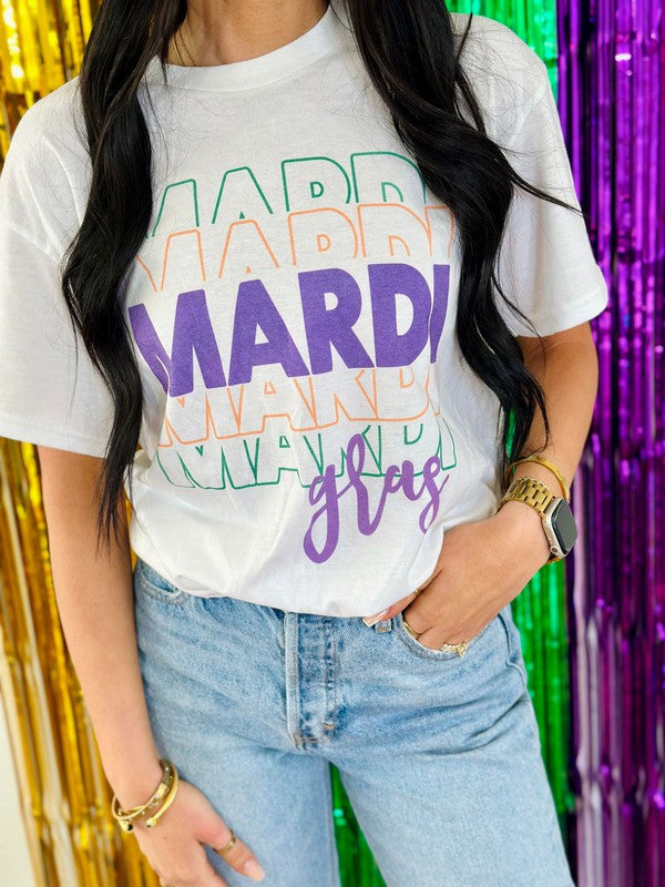 Mardi Gras Multi Stacked Tee