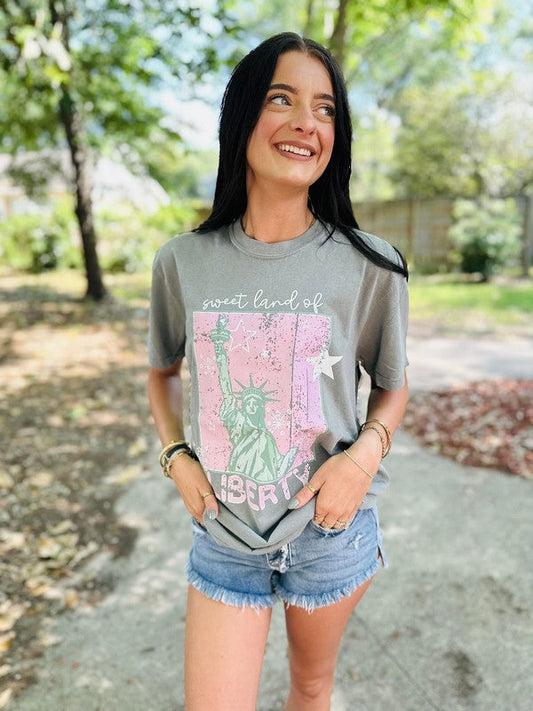 Sweet Land Of Liberty Pink DTF Tee