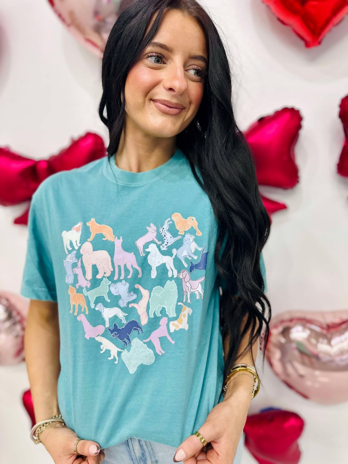 Pastel Dog Heart Collage DTF Tee