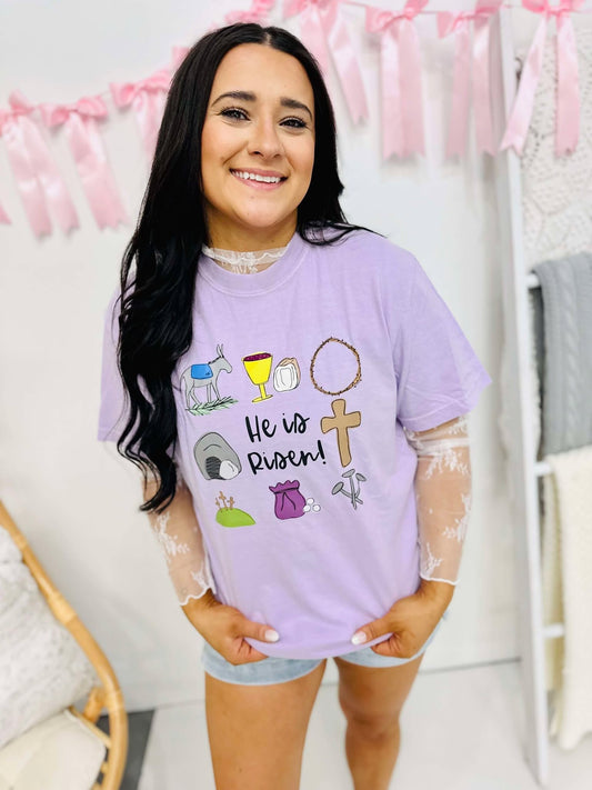 He Is Risen Easter Trinkets DTF Tee