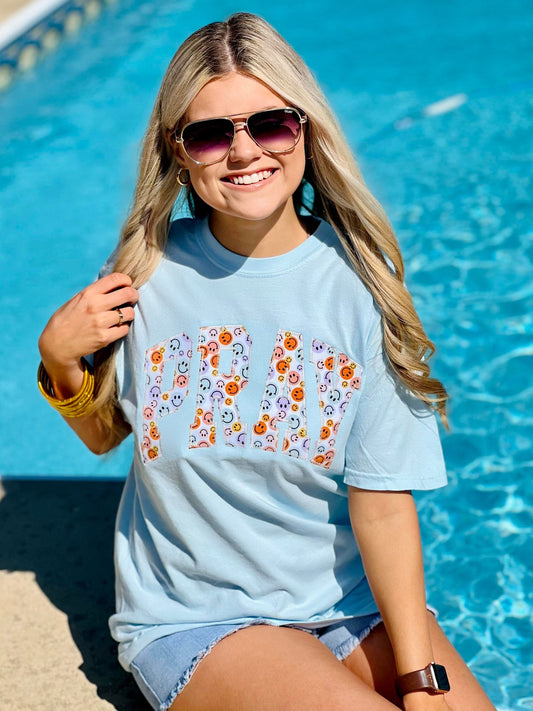 Pray Varsity Happy Preppy Applique Tee