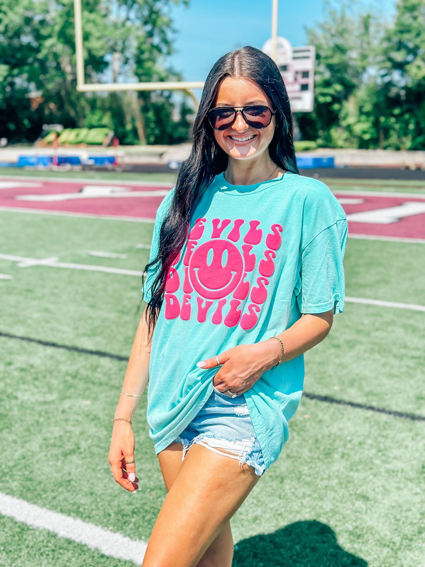 CUSTOM Happy Mascot Repeat Puff Tee