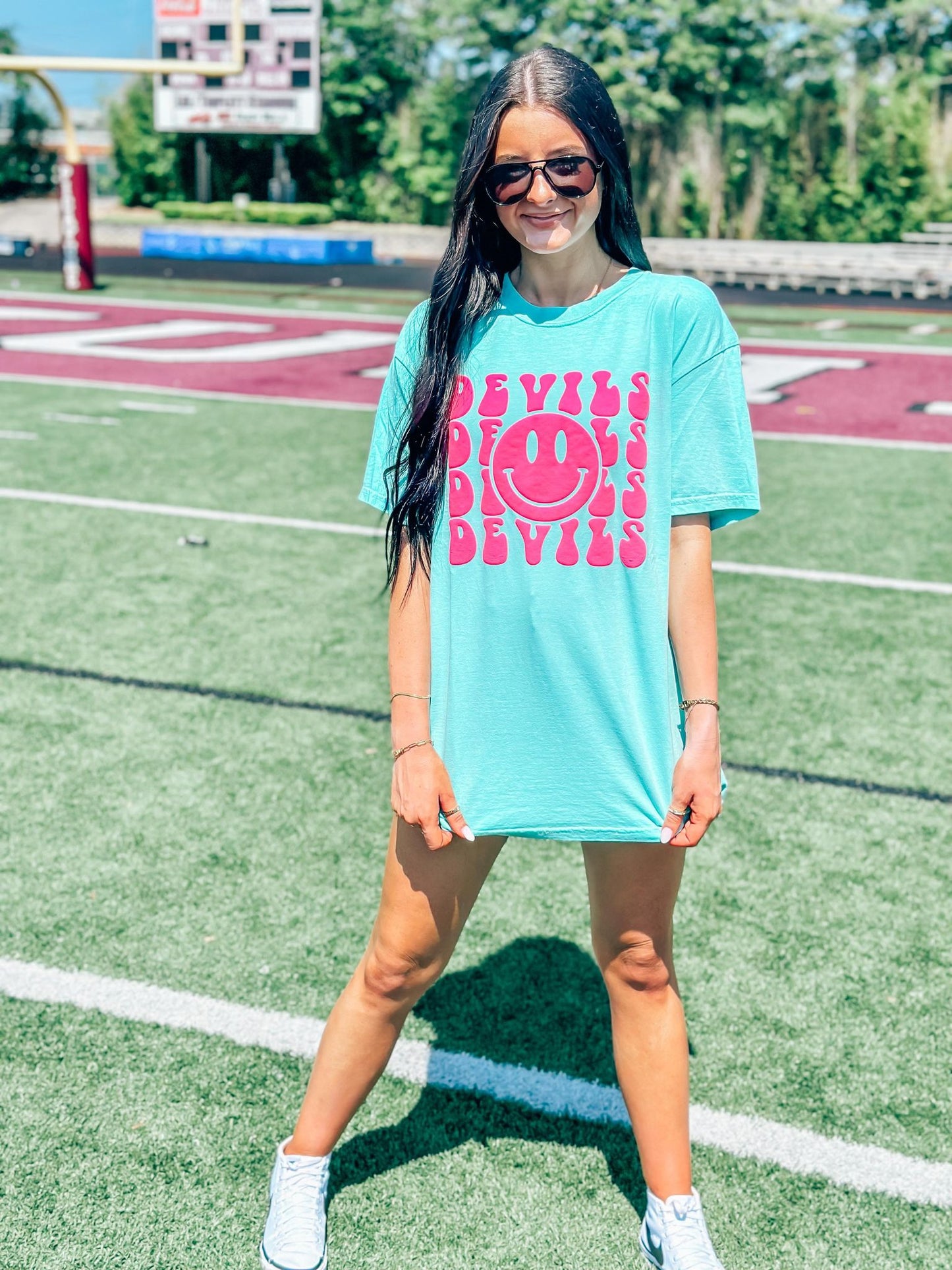 CUSTOM Happy Mascot Repeat Puff Tee