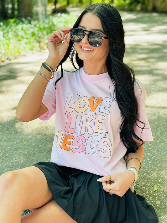 Love Like Jesus Retro Bubble DTF Tee