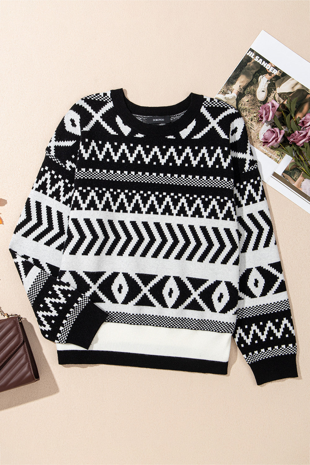 Abstract Print Pullover Sweater October.
