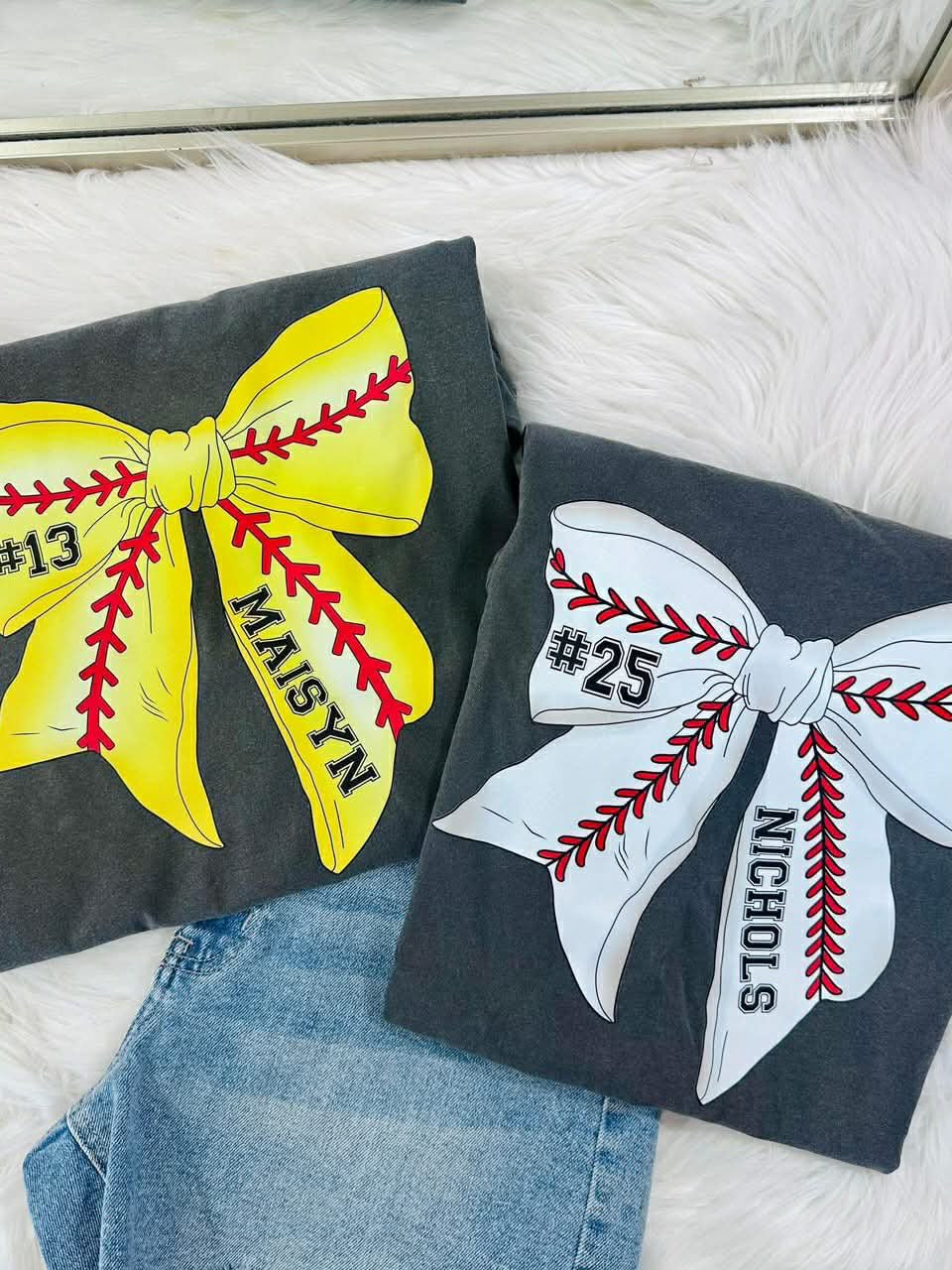Custom Softball Bow DTF Design