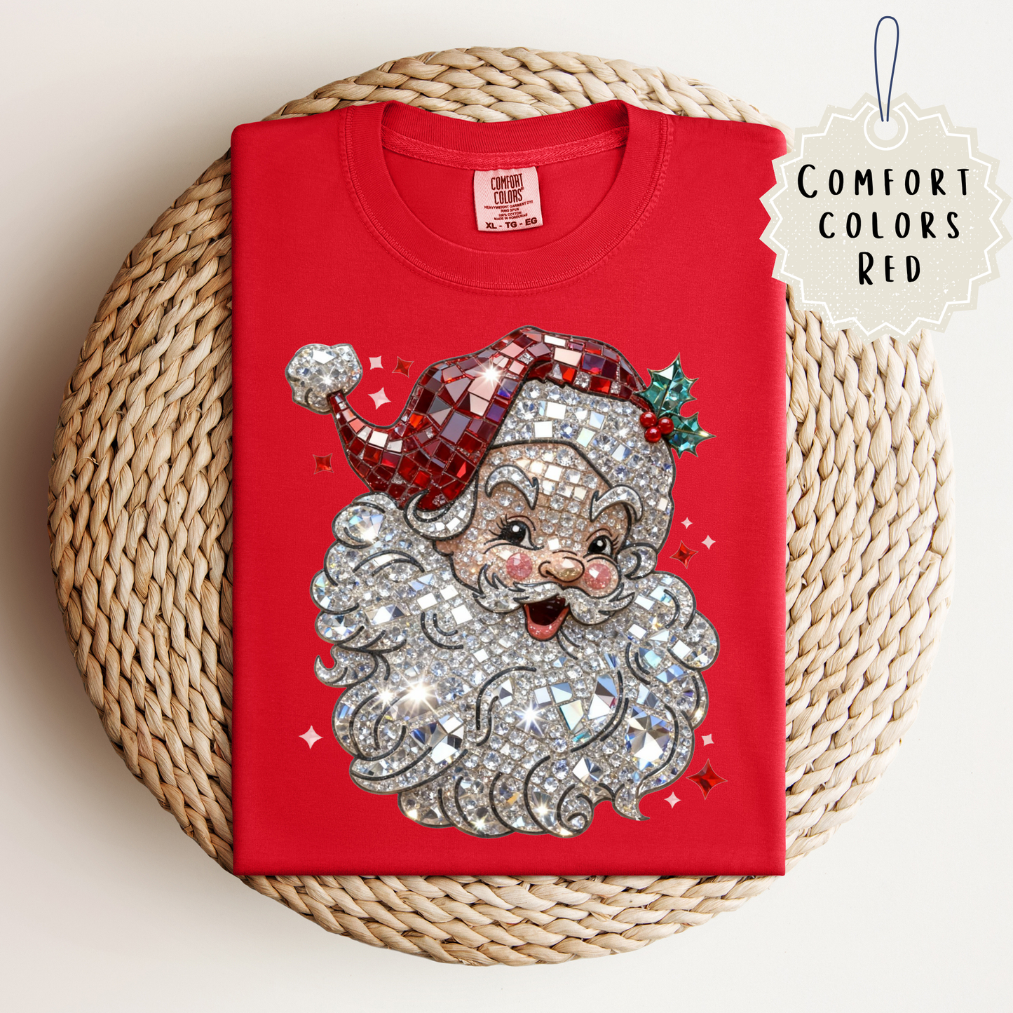 Santa--Rhinestone Tee.