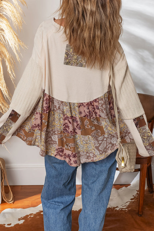 Beige Ethnic Print Top November.
