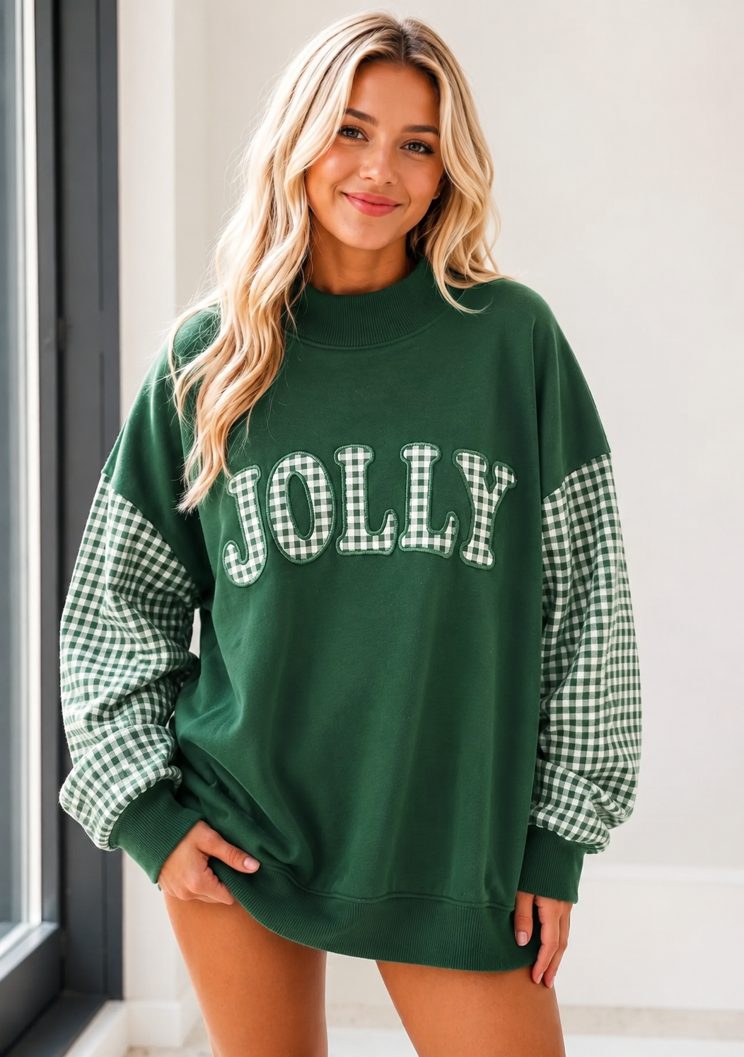 Gingham Plaid Oversized Pullover RTS
