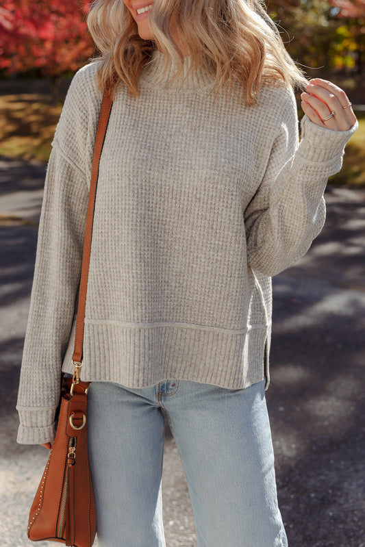 Gray Waffle High Neck Sweater RTS