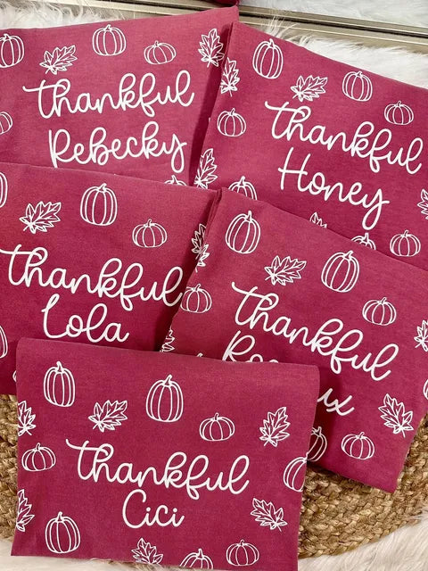 Thankful Custom Name Pumpkin Fall64 Tee
