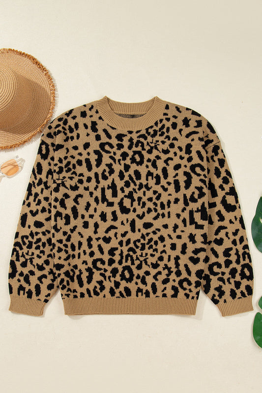 Leopard Drop Shoulder Sweater RTS