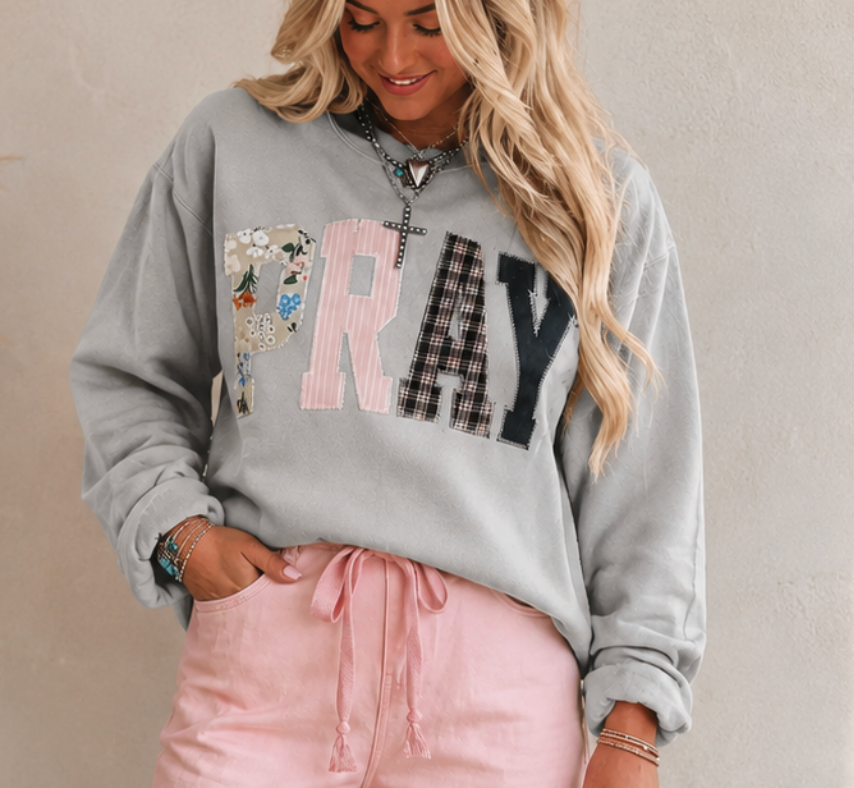 Gray Floral Pray Sweatshirt RTS