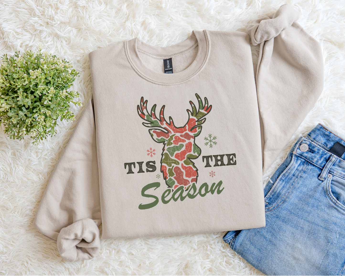 Tis The Season (Red Camo Deer) Sweatshirt.