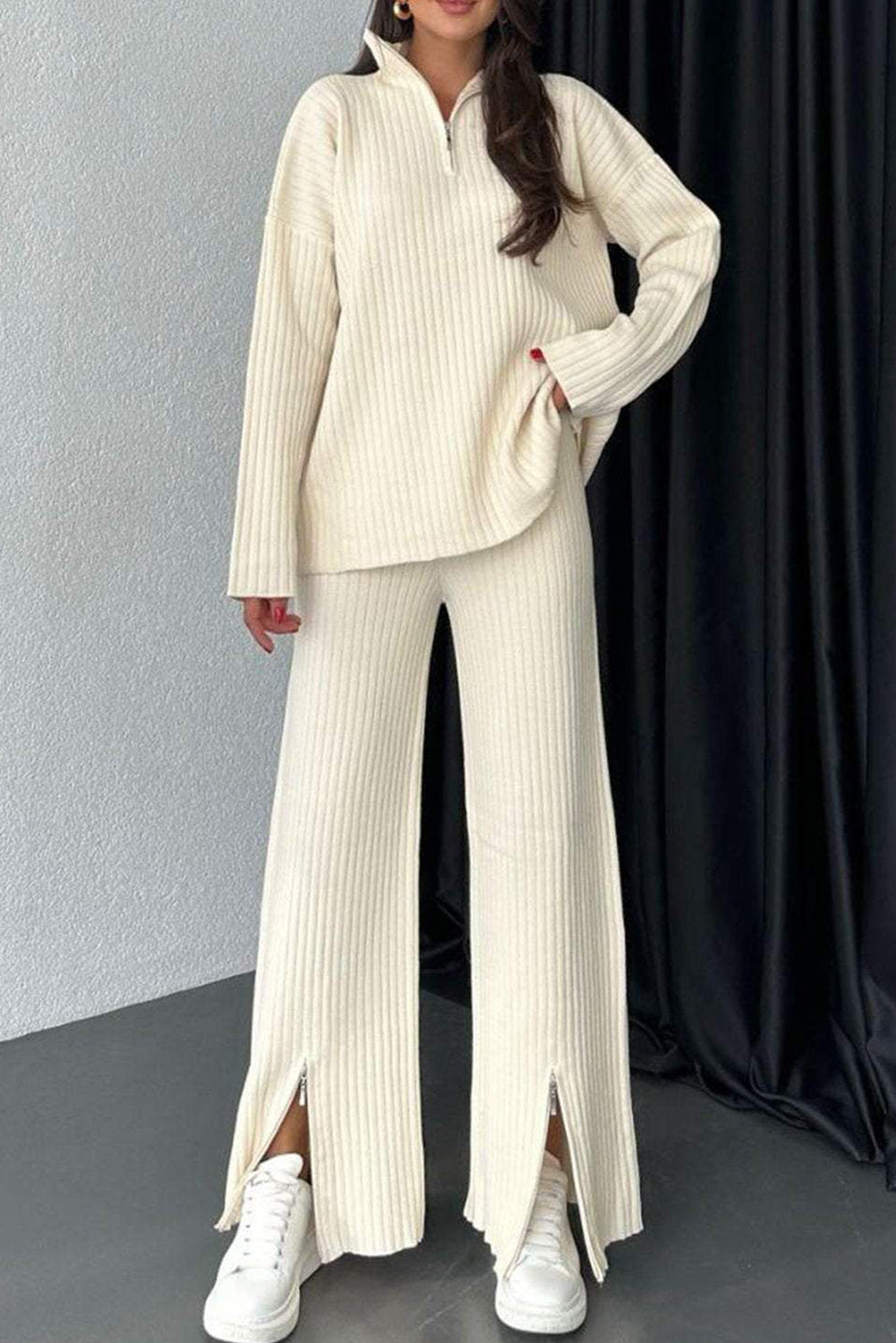 Zip Ribbed Pullover Set RTS