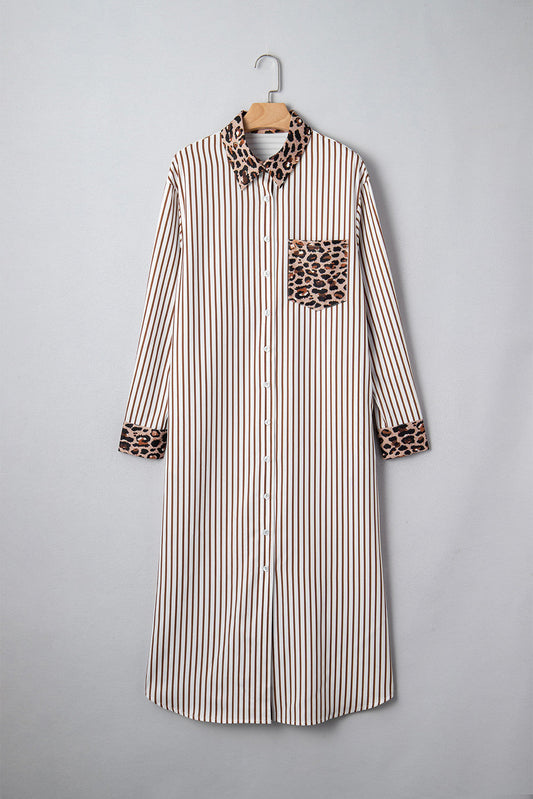 Stripe Leopard Button Dress Slits November.