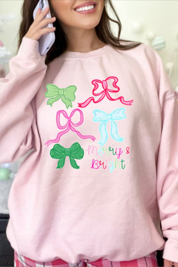 Ready to Ship Pink Merry n Bright DTF Sweatshirt