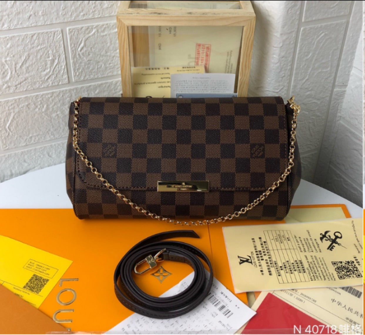 brown checkered crossbody