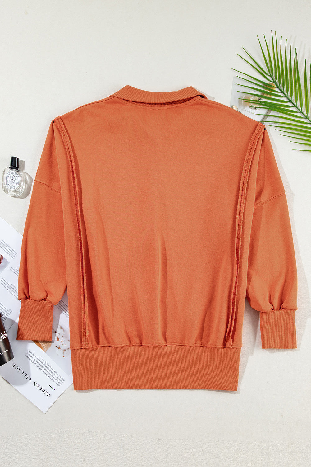 Orange Buttoned Baggy Slit Sweatshirt October.