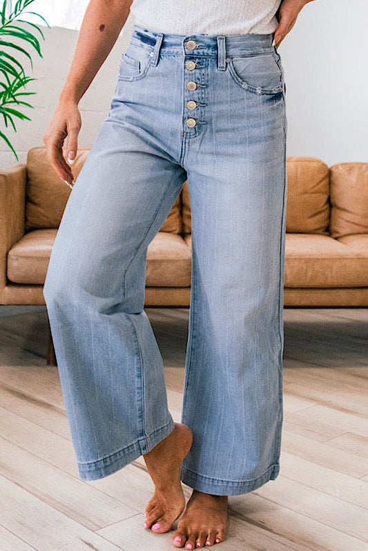Button Fly Wide Leg Jeans October.