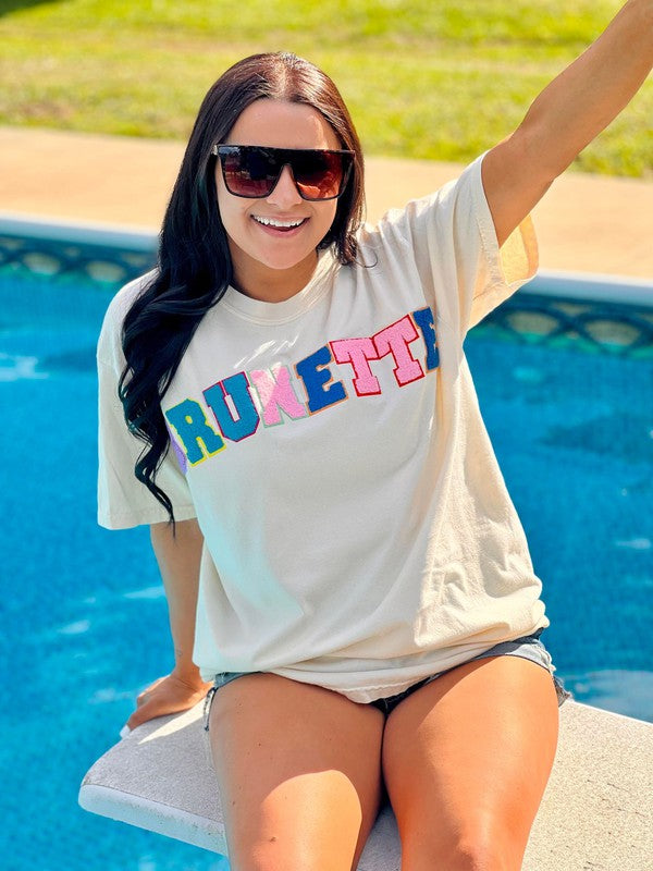 Brunette Multi Colored Varsity Chenille Patch Tee