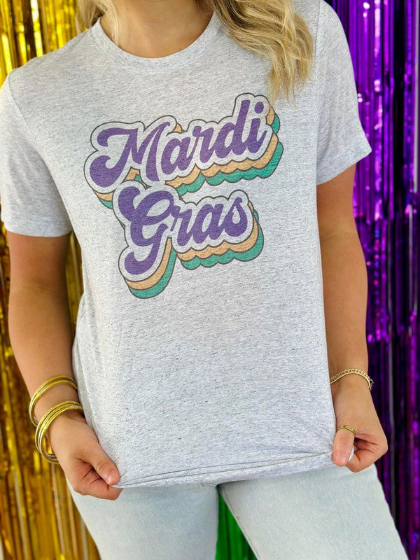 Retro Mardi Gras Stacked Tee