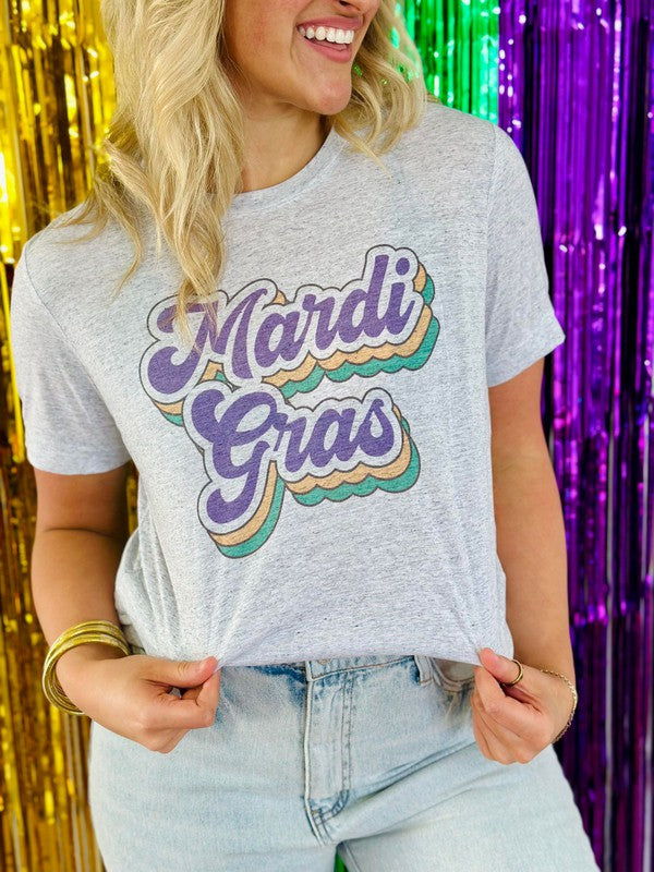 Retro Mardi Gras Stacked Tee