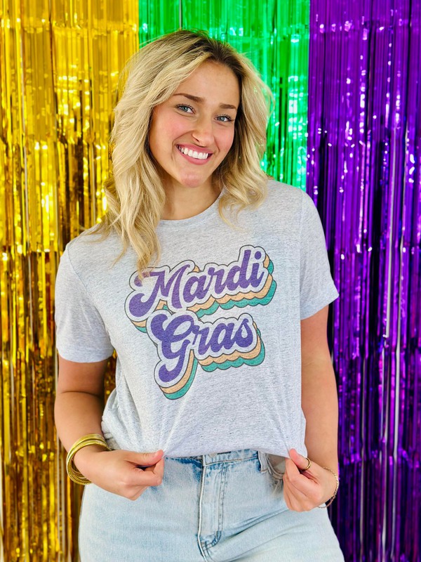 Retro Mardi Gras Stacked Tee