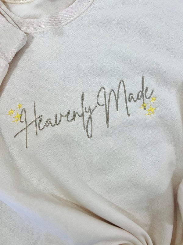 Heavenly Made Cursive Stary Embroidered Sweatshirt