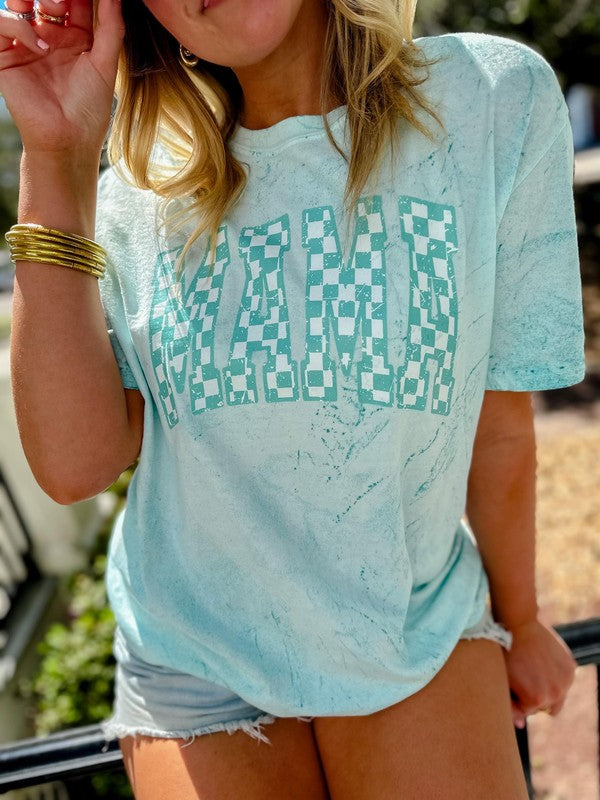Mama Distressed Checkered DTF Tee