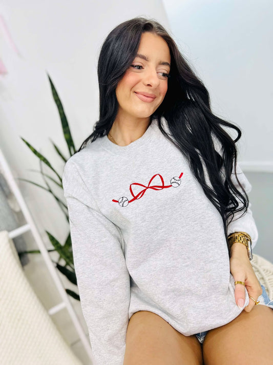 Coquette Bow With Baseball's Embroidered SWSH