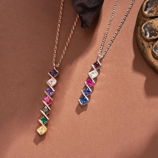 PREORDER: Vertical Diamond Birthstone Necklace