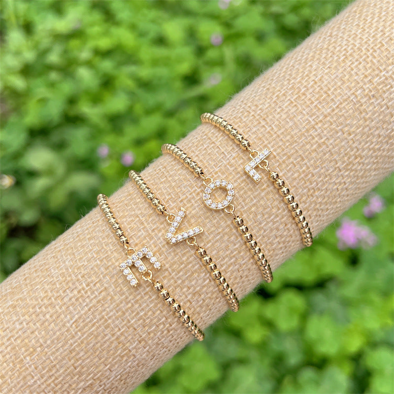 Gold and Gemstone Initial Bracelet- LETTER L