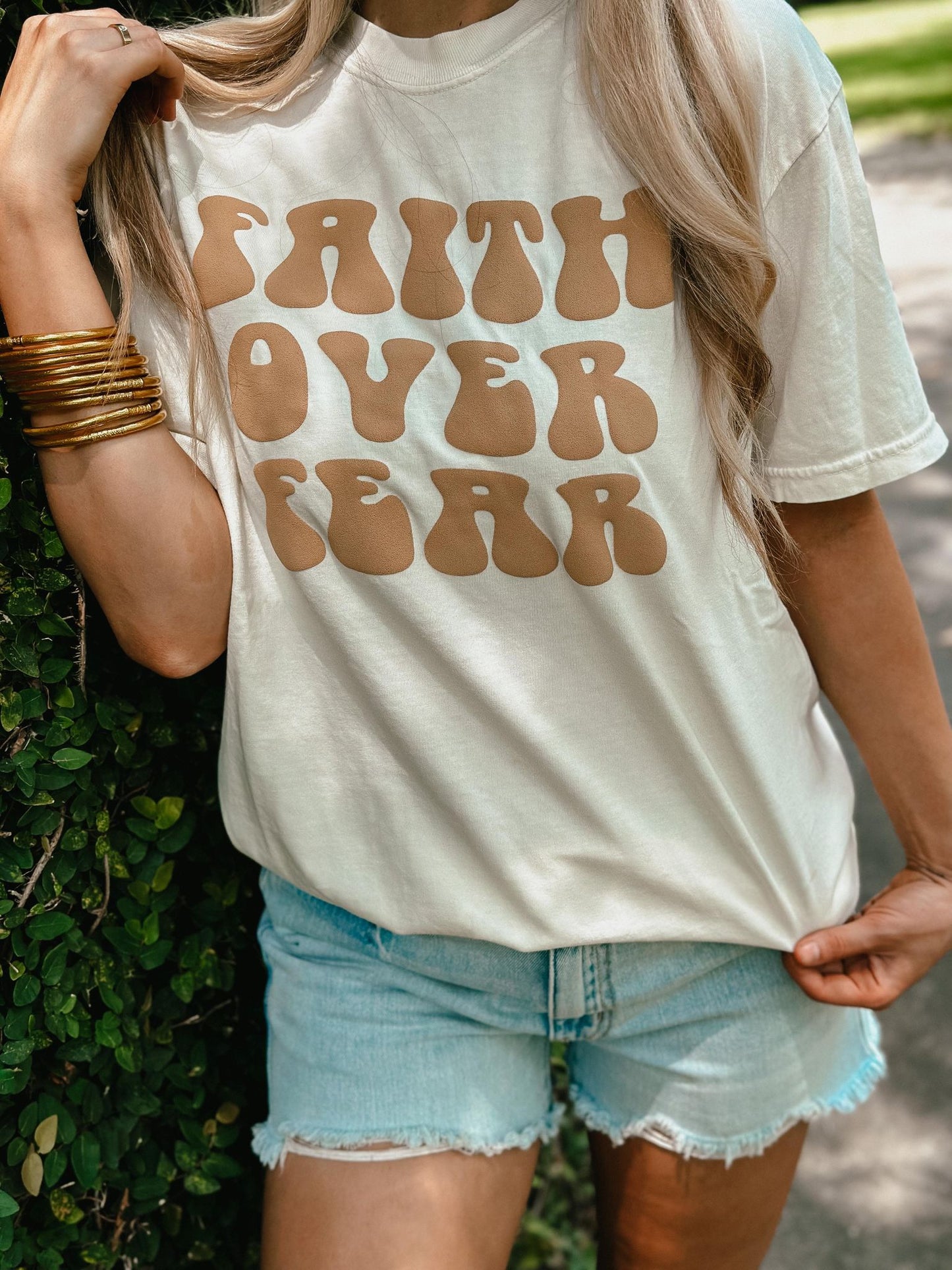Faith Over Fear Retro Wave Puff Tee