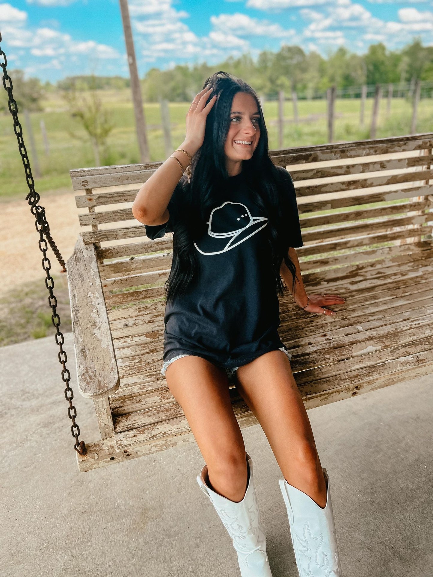 Western Cowgirl Hat Puff Tee