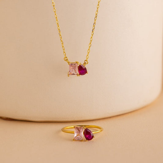 Preorder: Custom Mixed Birthstone Necklace and Matching ring