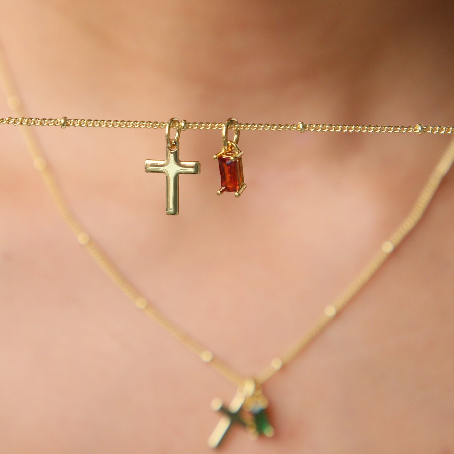 PREORDER: Dainty Cross Birthstone Necklace