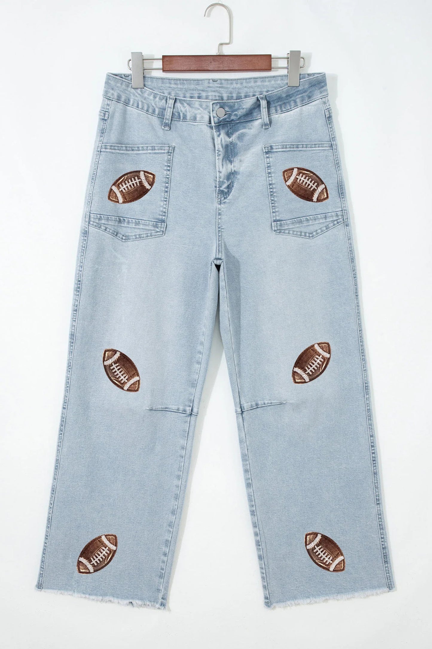 PREORDER: Football Sequin Patch Jeans 8.3.26