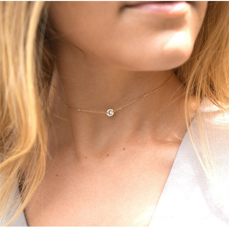 Stainless Dainty Initial Necklace- GOLD N