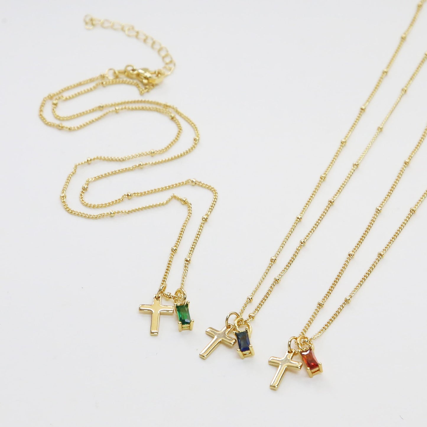 PREORDER: Dainty Cross Birthstone Necklace