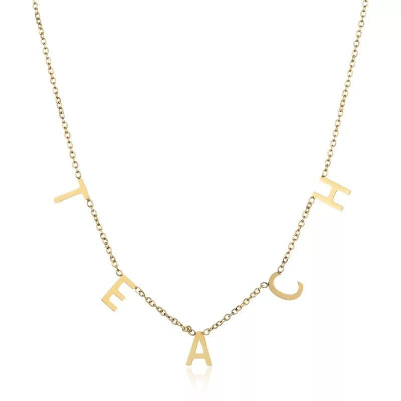Spaced Letter Stainless Steel Necklace