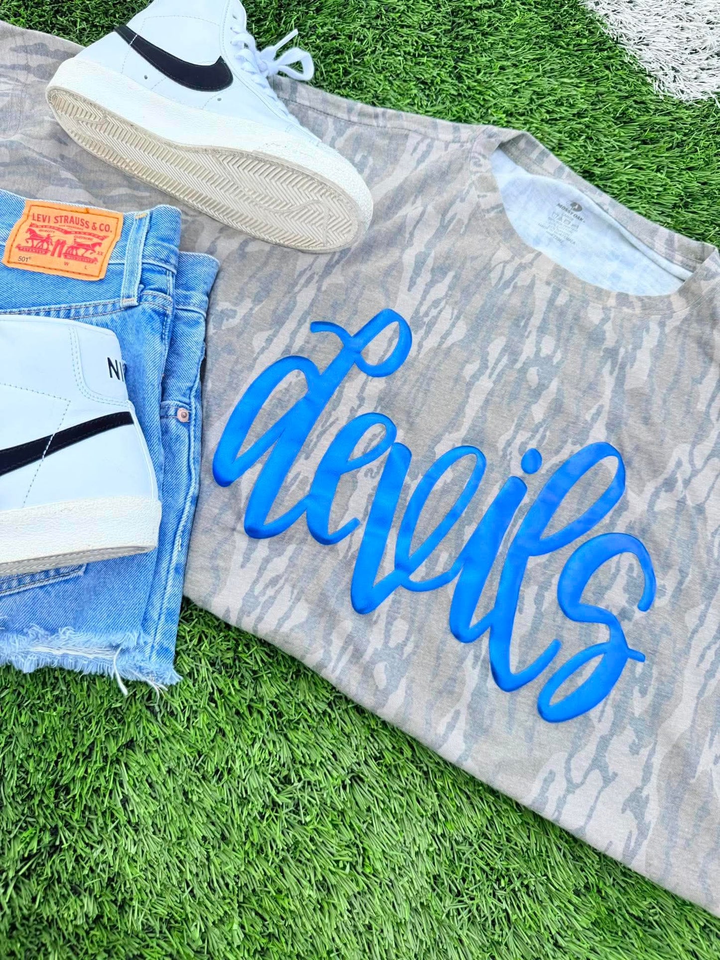 Camo Team Cursive GAME120 Puff Graphic