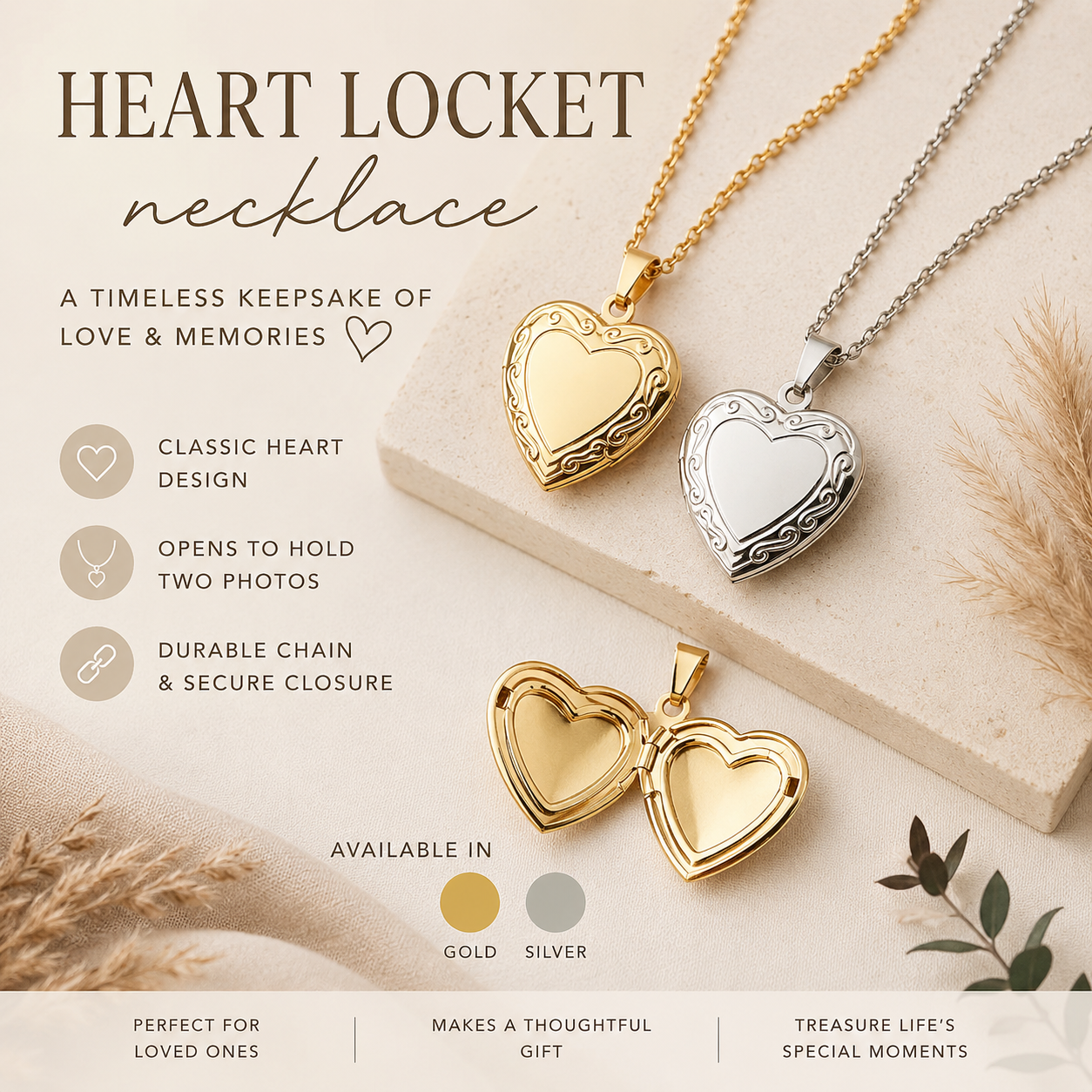 Heart Locket Necklace RTS