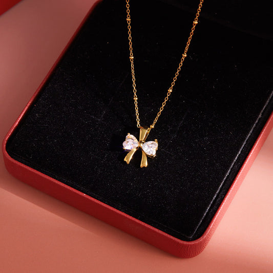 PREORDER: Golden Radiance Bow Crystal Bow Necklace