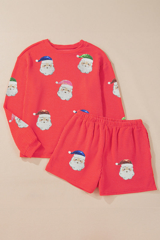 Red Christmas Sequin Ribbed Set October.