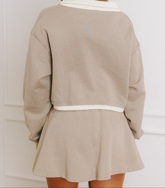 Beige Raw Edge Skirt Set RTS