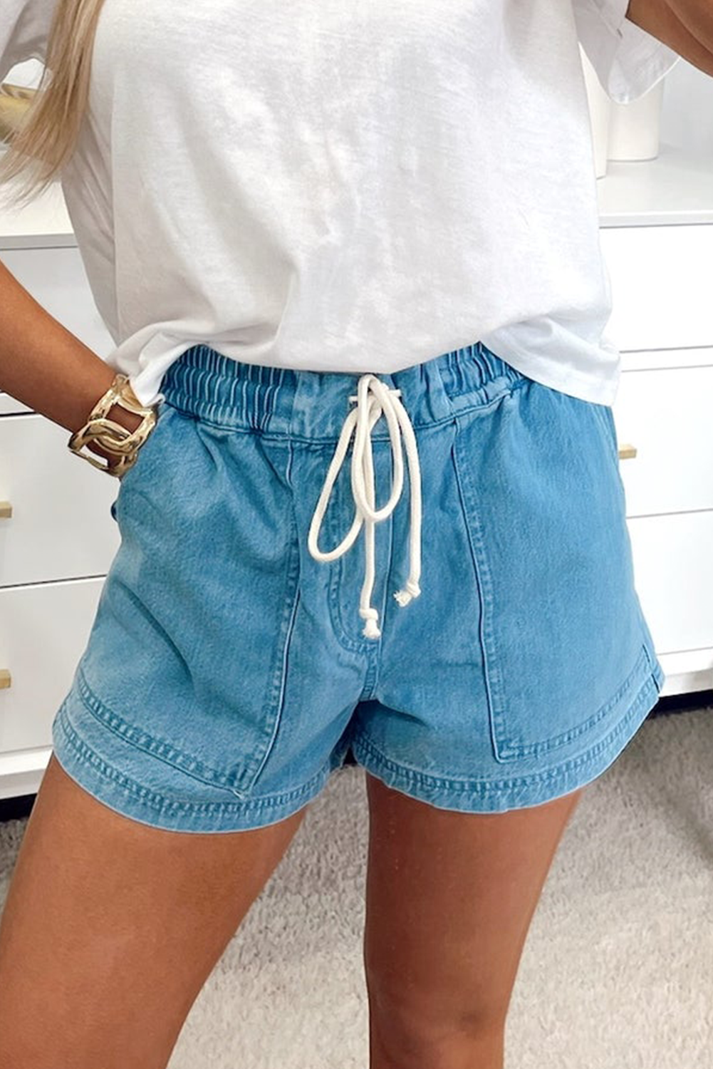 Blue Elastic Waist Shorties RTS